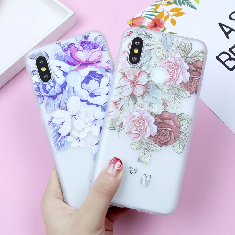 Flowers Case For Xiaomi Redmi Note 7 4X 4A 5A 6 Pro Cases 5X Mi A1 8 9 Relief Cover |