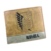 anime attack on titan wallets casual leather purse cartoon embossing logo card holder for teenager dollar price carteira wallet