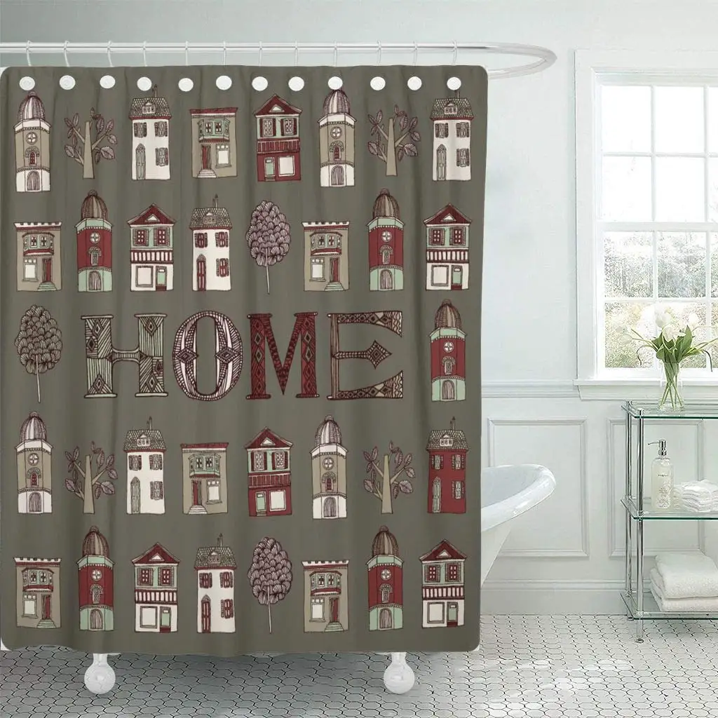 Shower Curtain with Hooks Blue Sweet House Colorful Family Warm Party Spring Beauty Birth Birthday Decorative Bathroom | Дом и сад