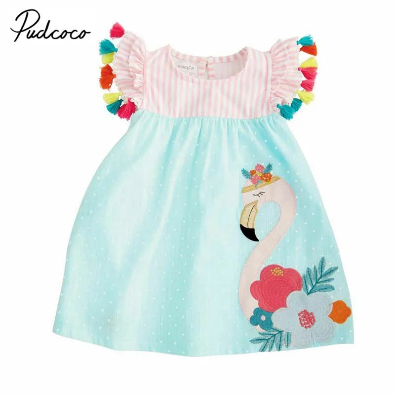 2019 Новое милое платье для девочек цветная кисточка детское летнее повседневное