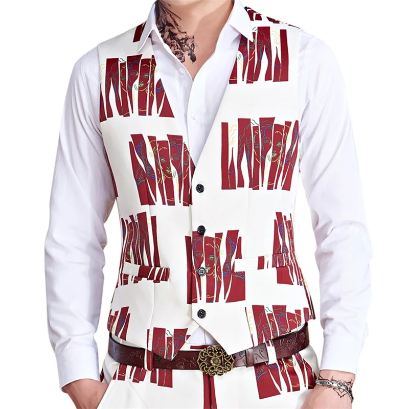 Мужской приталенный жилет YUNCLOS Приталенный с принтом жилетка для свадьбы