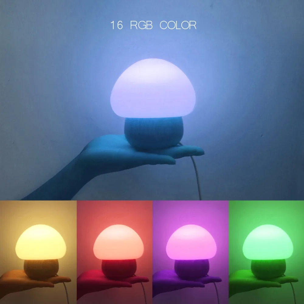Деревянный грибок светодиодный ночной Светильник многоцветный RGB беспроводной пульт дистанционного управления затемнения Силиконовое Настроение Ночной светильник для детей подарок для ребенка