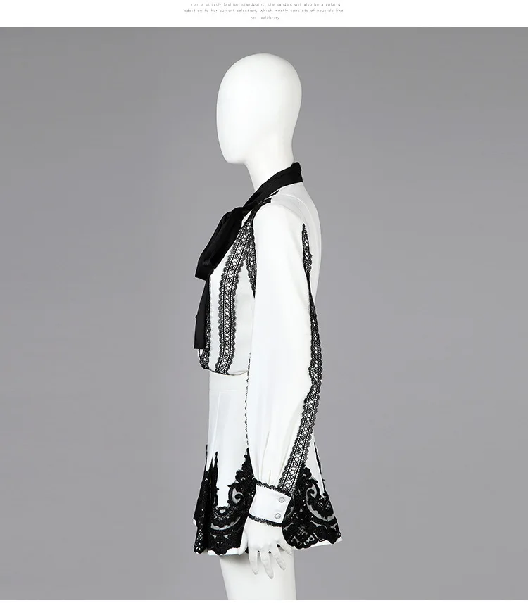 Кружевная вышитая шифоновая рубашка и шорты комплект для подиума дизайн галстук