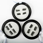 4 шт. профессиональные 3D Двойные магнитные ресницы натуральные без клея Многоразовые Накладные ресницы для наращивания ручной работы