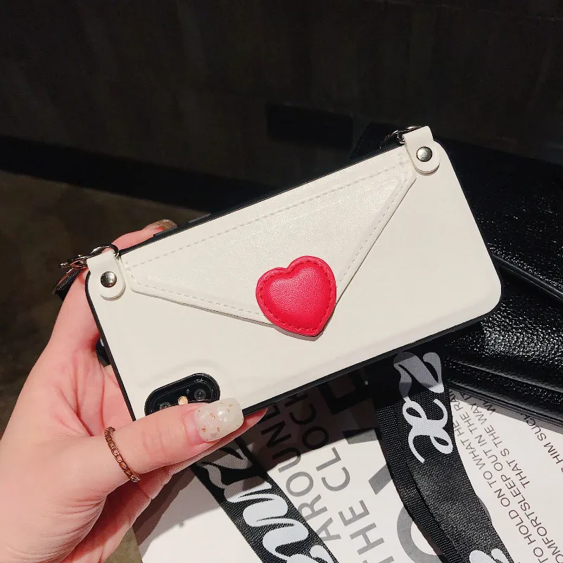 cute card wallet leather phone case Crossbody bag for iphone XS MAX case 11 pro max X XR 6S 7 8 plus s10 plus s8 s9 note8 note9