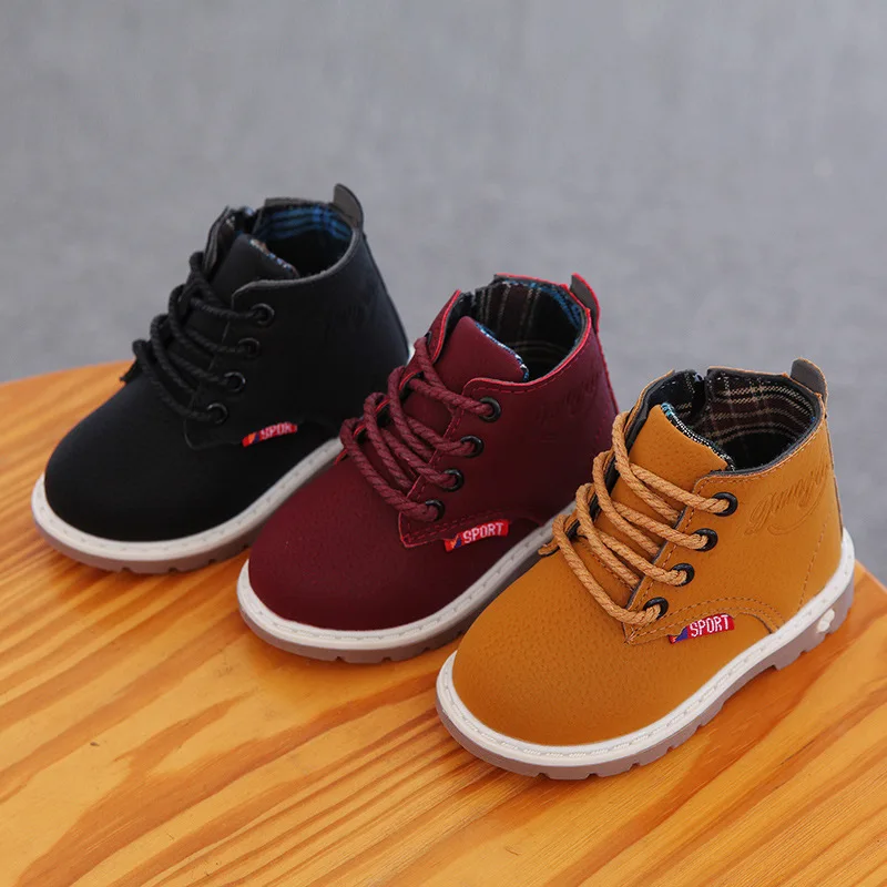 

детская обувь зимняя Новинка 2017 г. брендовые Нескользящие резиновые сапоги для мальчика Модные ботильоны для девочек Сапоги и ботинки Осен...