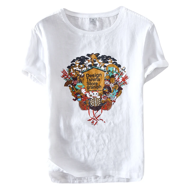 Мужская футболка с коротким рукавом белая однотонная из 2017 льна лето 100% | одежда