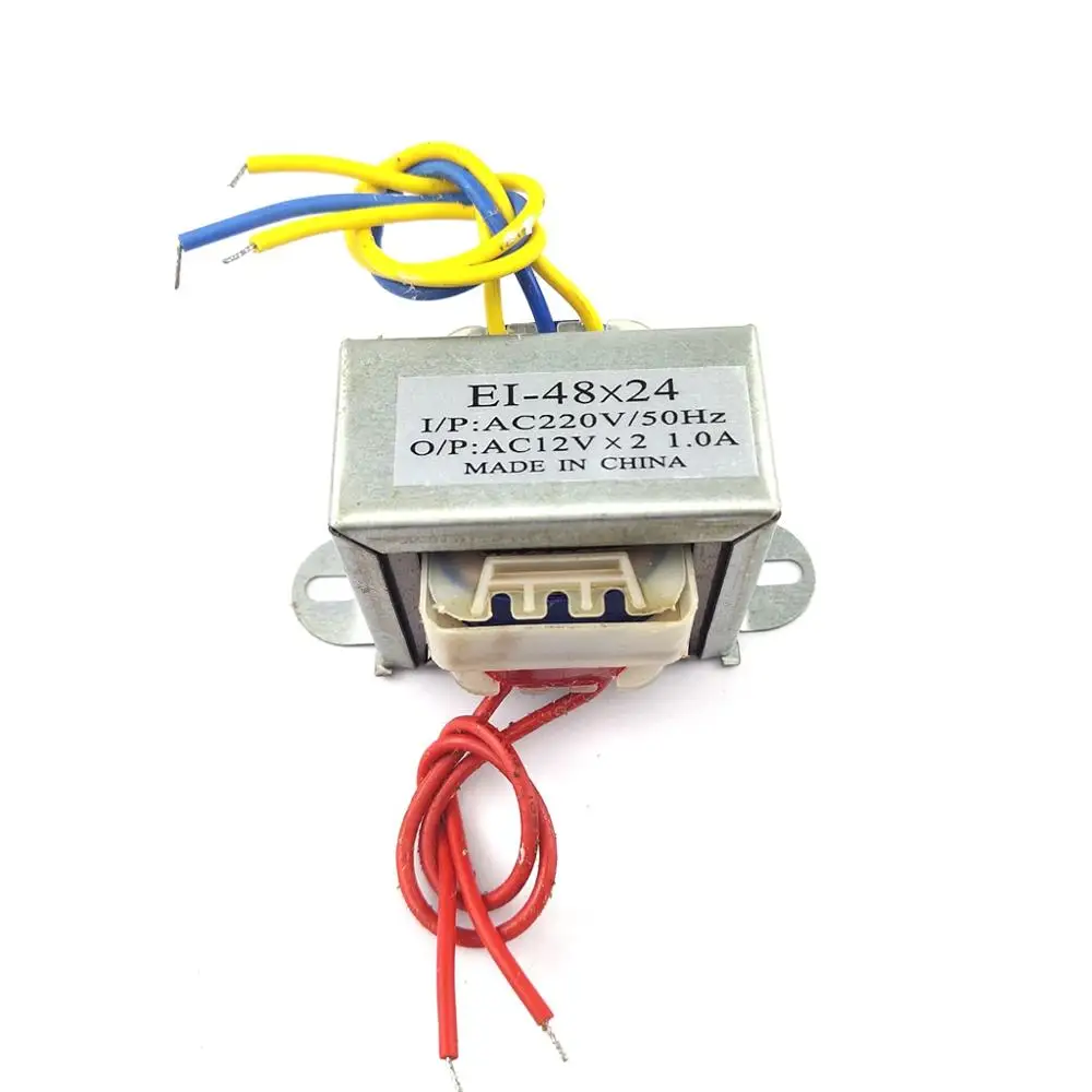 Transformateur 220V постоянного тока до двойной 12V 1A выход AC силовой трансформатор переменного тока EI48* 24 трансформатор 10W