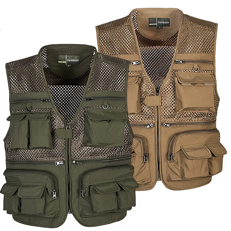 New Arrival Outdoor Fishing Vests Quick Dry Breathable Multi Pocket Mesh Jackets Photography Hiking Vest Army Green Fish | Спорт и