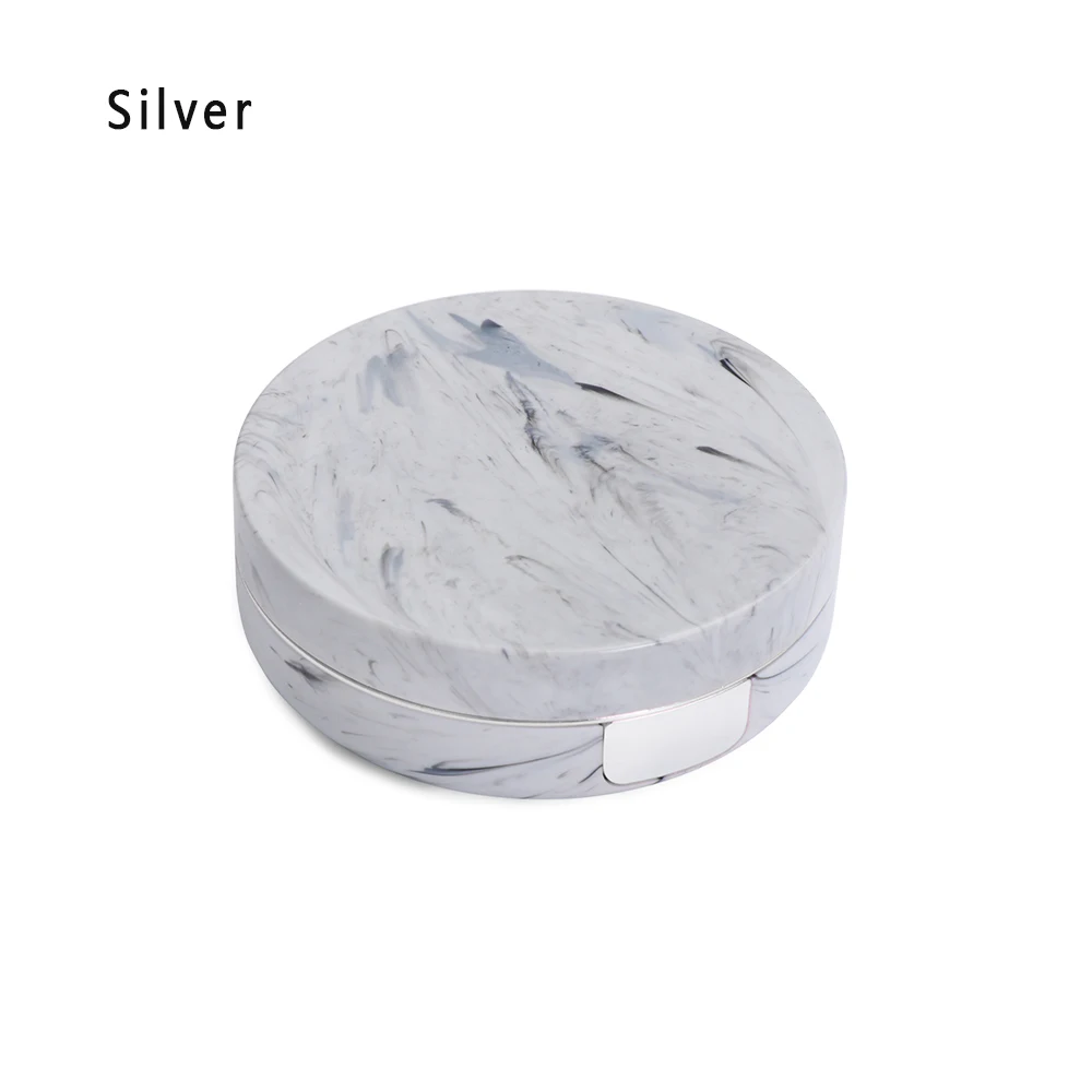 Silver 1 шт., унисекс, Мраморная полоса, контактные линзы, мини пластиковый цветной светоотражающий держатель для путешествий, контейнер для хранения, коробка для хранения, чехол - Цвет: Silver
