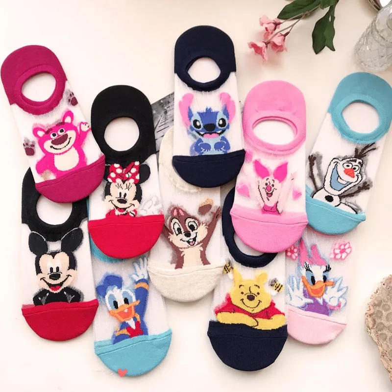 Разноцветные носки с рисунками милые носки в сетку kawaii 10 пар/лот