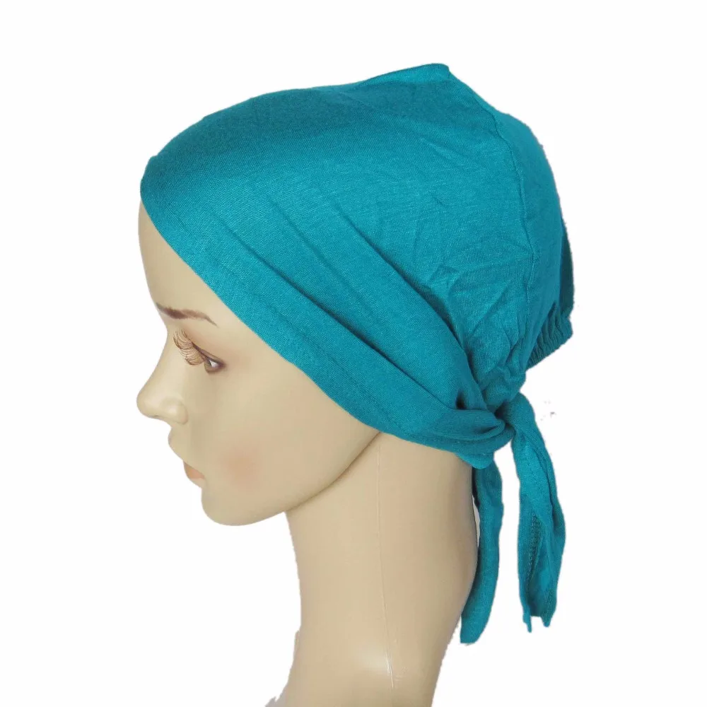 Лента для волос капот бандана женщин цвета хиджаб CAP Hat галстук назад Underscarf кости