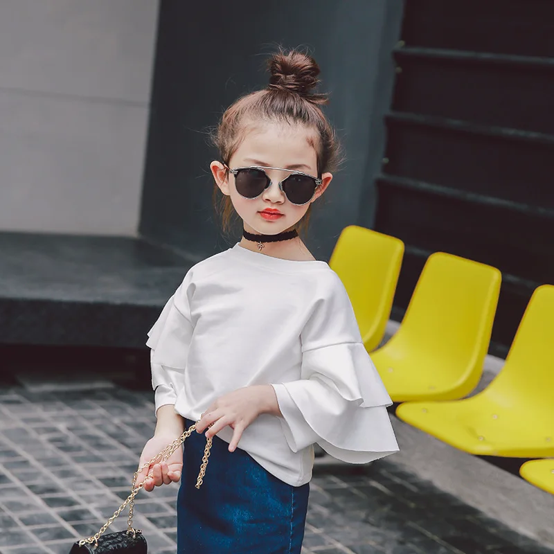 Рубашки для девочек новинка весны корейские Удобные Модные топы маленьких