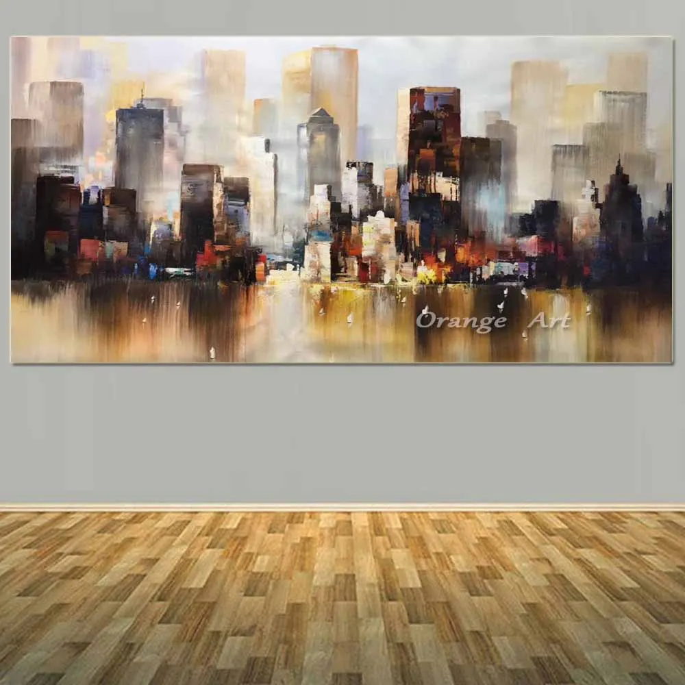 Ручная роспись Современное абстрактное здание картина маслом на холсте