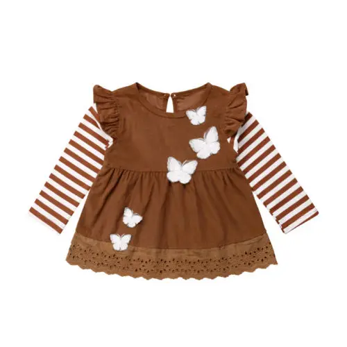 2018 Осенняя футболка с длинными рукавами для новорожденных и маленьких девочек в