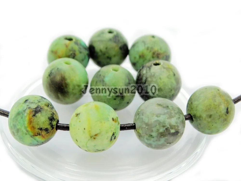

Natural 12mm African Tur-quoise Gems Stone (2mm) Big Hole Round Beads for Jewelry Making Crafts 100Pcs/Pack