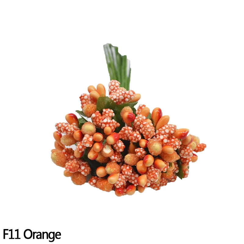 F11 Orange 12 шт. мини пластиковые искусственные тычинки цветов Свадебные украшения Diy ВЕНОК рукоделие Подарочная коробка Скрапбукинг поддельные цветы - Цвет: F11 Orange