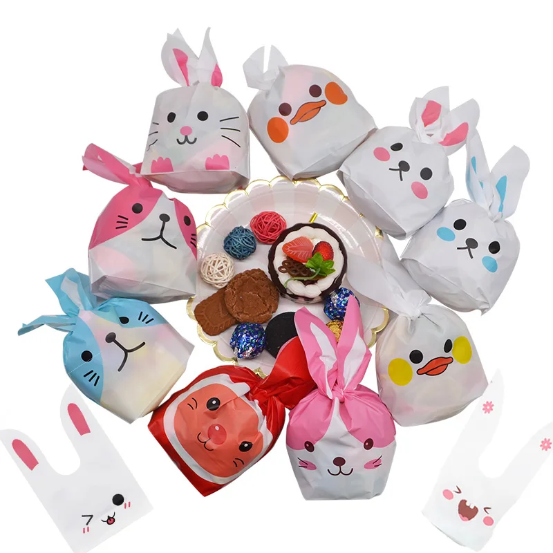 

25Pcs/lot Cartoon Cute Rabbit Long Ear Wedding Birthday Favor Candy Gift Bags Bunny Cookie Snack Biscuit Packaging Bag Supplies