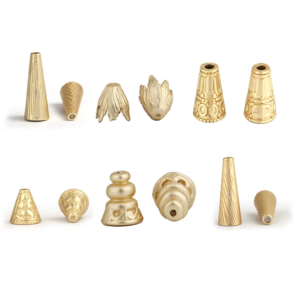 Цинковый сплав на основе кисти в этническом стиле бусины Кепки конус матовое