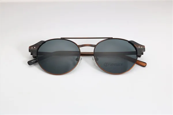 C99 Black Viewnice ретро модные мужские очки в деревянной оправе De sol люнет de soleil homme Круглые Солнцезащитные очки металлические очки брови очки 5360 - Цвет линз: C99 Black