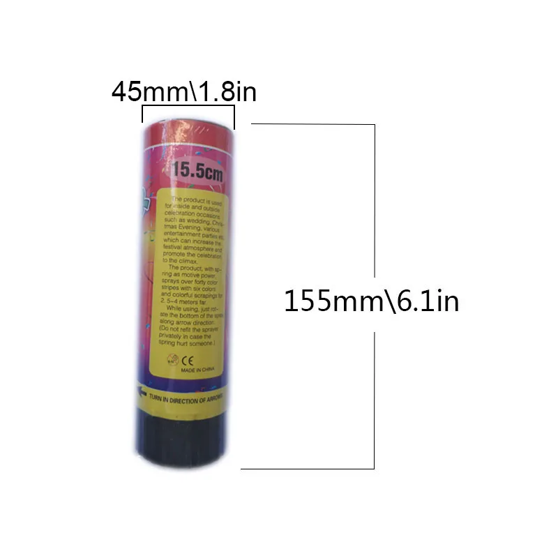 6PCS LEIGHT 155mm 6 шт. вечерние Поппер пушки конфетти Ручной фейерверк Свадебный танец Рождество День рождения КТВ год празднование спрей поставки - Цвет: 6PCS LEIGHT 155mm