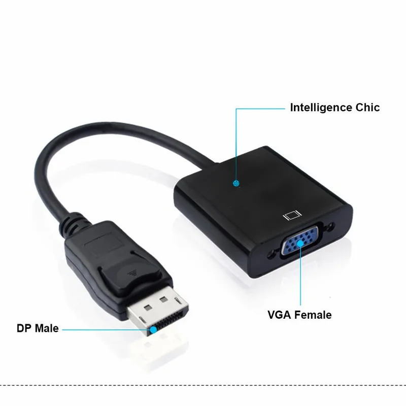 Адаптер Basix DP к VGA порт дисплея переходник типа Папа мама для ПК компьютера