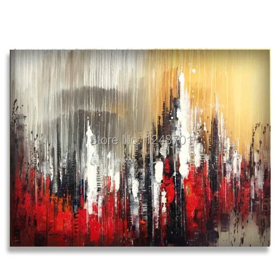 

handmade abstract Oil painting contemporary city landscape palette knife floral impasto painting