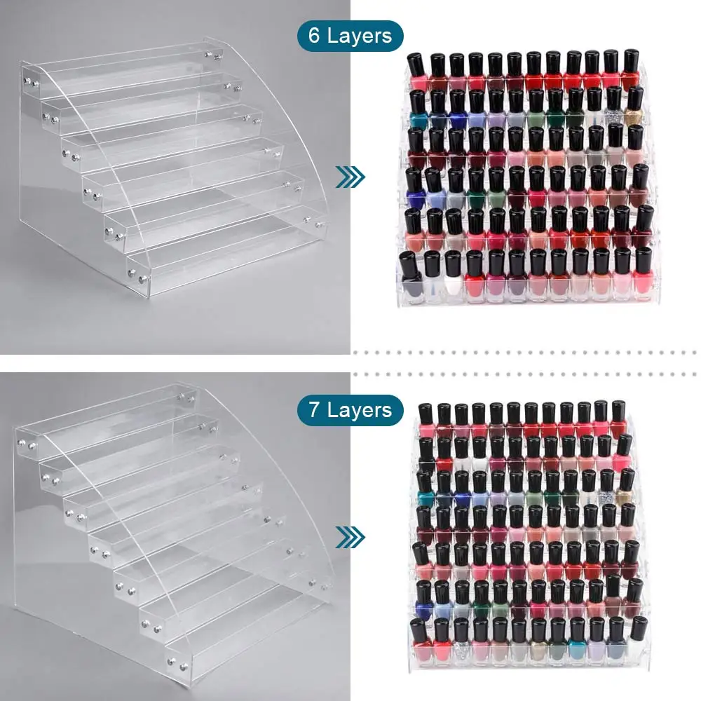 1 To 7 Tier Nail Polish Rack Nail Art Tools Acrylic Display Holder Manicure Stand Cosmetics Storage Makeup Organizer Equipment