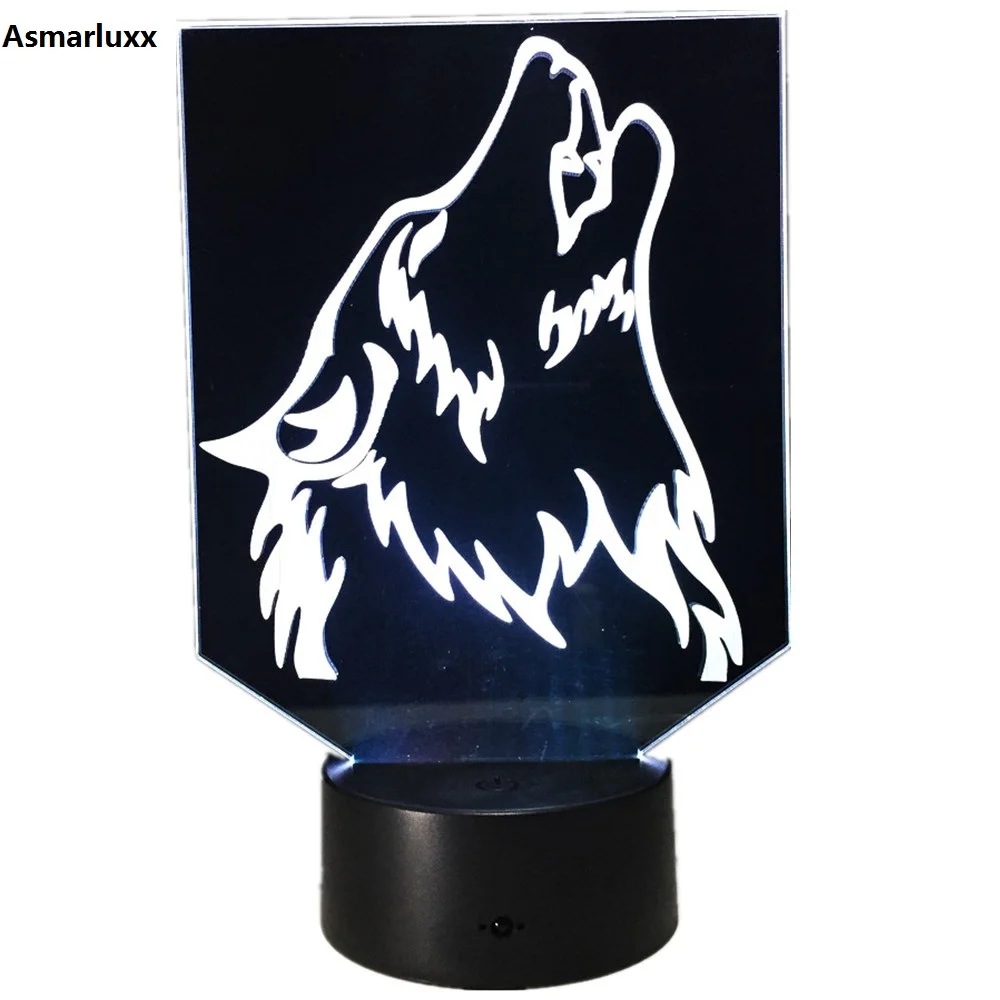 Волка Новинка 3D светодиодный светильник ночник Мощность банк Usb LED Lamparas