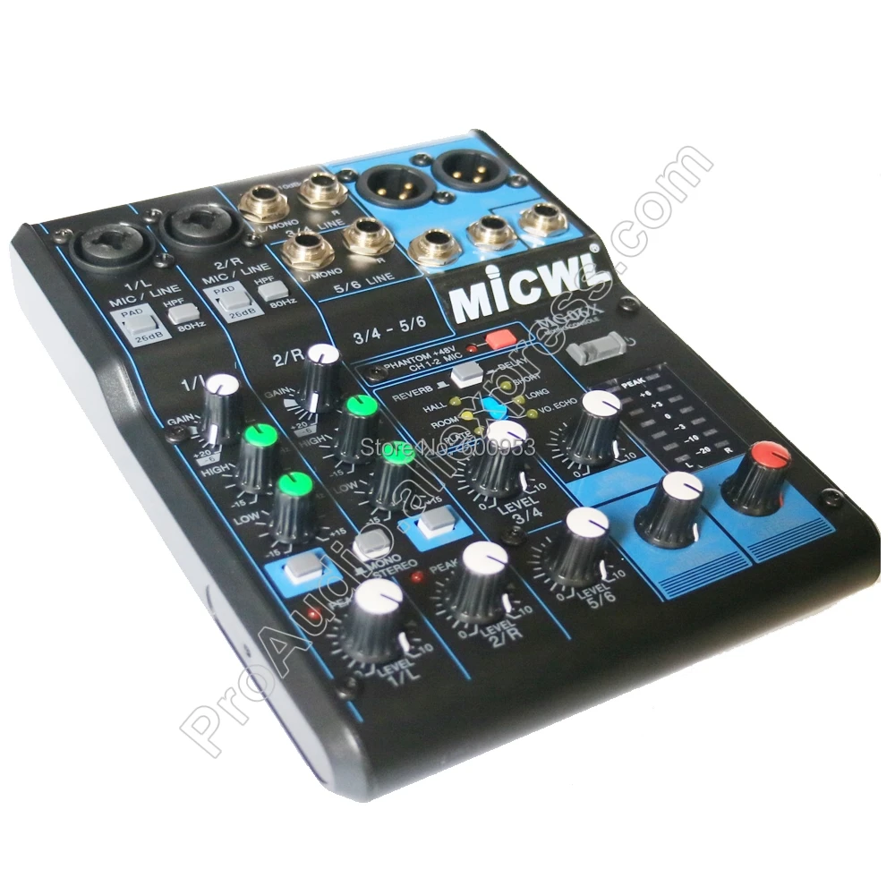 MICWL 6 канальная маленькая звуковая микшерная консоль MG6 входные миксеры эффекты LN