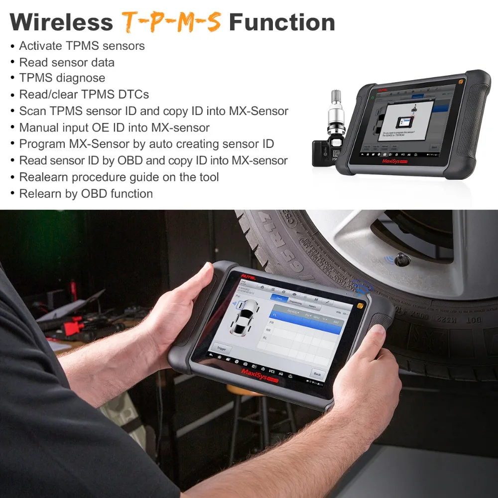 Autel MaxiSys MS906TS OBD2 автомобиля диагностический инструмент сканер автомобиля Автомобильный ЭБУ ключ OBD2 разъем кодирования TPMS тестер тормозной жидкости