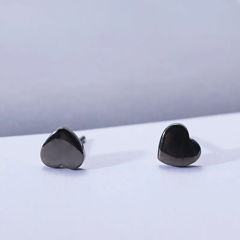Женские серьги с черным сердцем S925 серебряные ювелирные изделия модные гвоздики