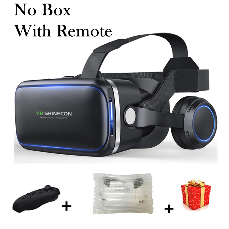 No Box With Remote VR Shinecon 6,0, 3D очки, гарнитура виртуальной реальности для iPhone, Android, смартфон, смартфон, очки, шлем, Lunette, шлем, объектив - Цвет: No Box With Remote