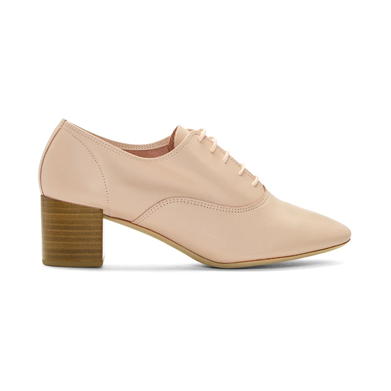 Beli Nancyjayjii Fashion Gadis Sekolah Blush Renda Keledai Pompa High Square Heels Ujung Bulat Wanita Sepatu Kasual Pesta Musim Gugur Ukuran 4-16
