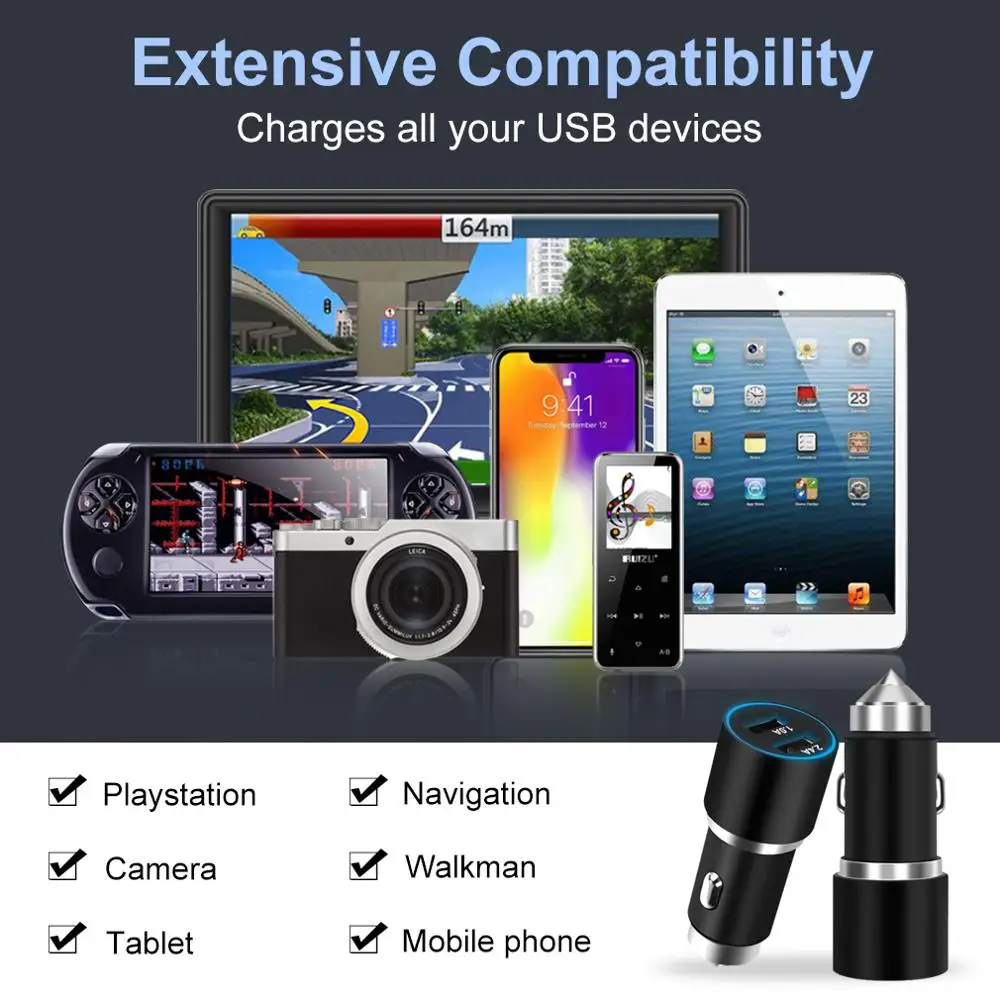 Автомобильное зарядное устройство с Micro USB спиральным кабелем для мобильных