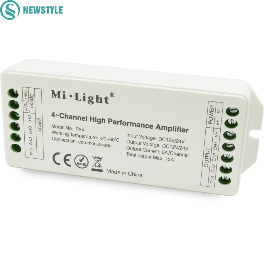 2021 Новый Milight 4 х канальный светодиодный Усилитель контроллер DC12V/24V 15A для RGB
