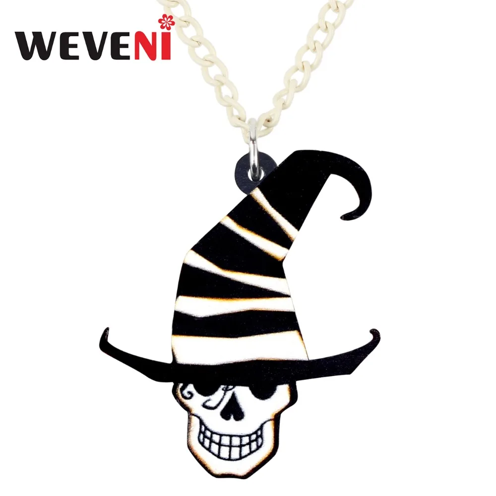 WEVENI акрил Bijoux Хэллоуин шляпа джокер ожерелье с кулоном череп цепь чокер Панк