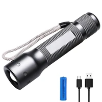 panyue mini portable small led flashlight night walking lighting car maintenance work torch 18650 battery usb cable