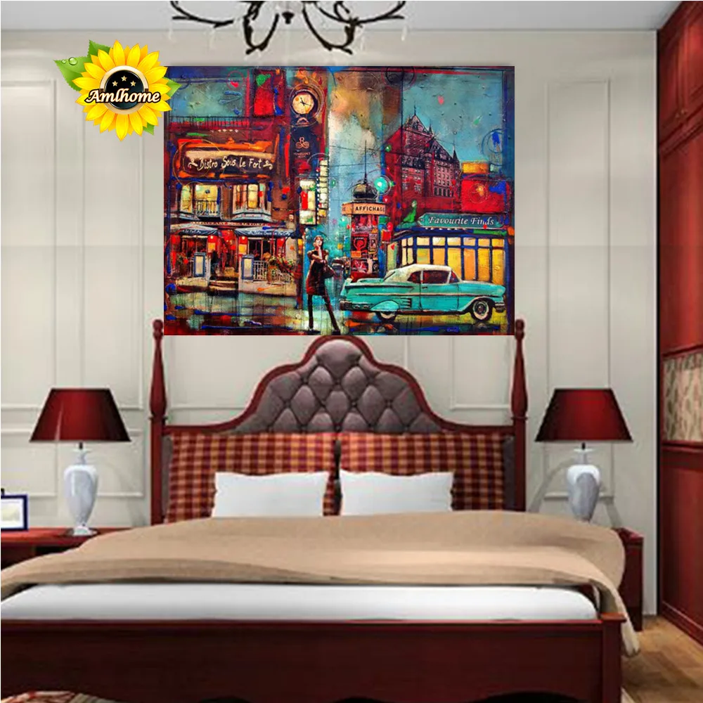 Новый Алмаз Вышивка мозаика 5d &quotгород ночной вид&quot картина вышитая бисером узор