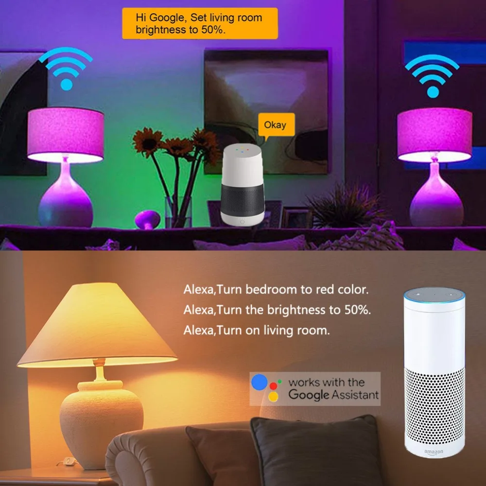 Умная лампа wifi с регулируемой яркостью умный светильник светодиодный лампочка 4,5 Вт 7 Вт E27 RGB цвет Amazon Alexa Google Home IOS/Android пульт дистанционного управления светодиодный светильник