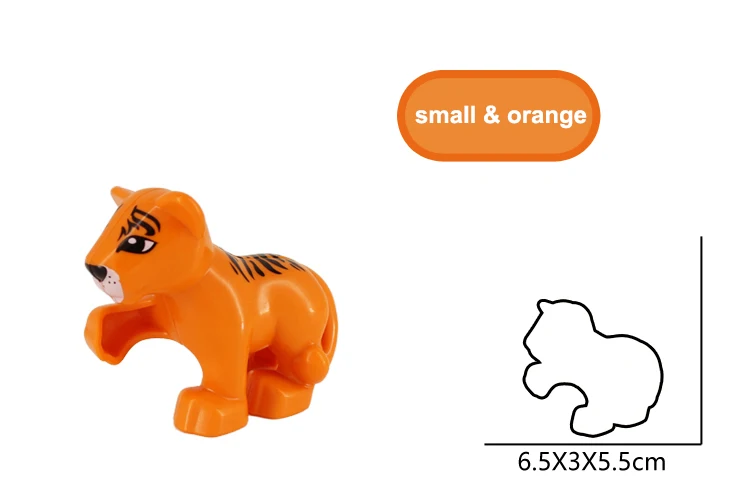 little orange tiger Duplo животные дикие животные серии строительные блоки аксессуары Лев Леопард Тигр Медведь обезьяна Олень жираф Пингвин Зебра режим игрушки - Цвет: little orange tiger