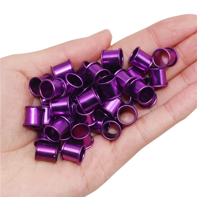 Purple 100 pcs 100 шт. кольцо для ног голубь птица ферма переноска животных внутренний диаметр 8 мм длина 10 мм яркие цвета алюминиевая птичья бирка на лапку кольцо - Цвет: Purple 100 pcs