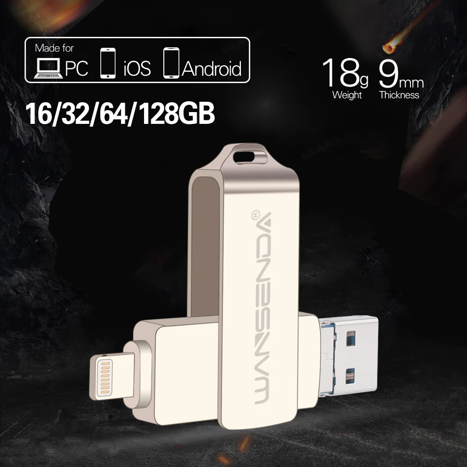 WANSENDA 128 ГБ USB флеш накопитель 16 Гб 64 32 3 0 карта памяти OTG Флешка 8 металлическая