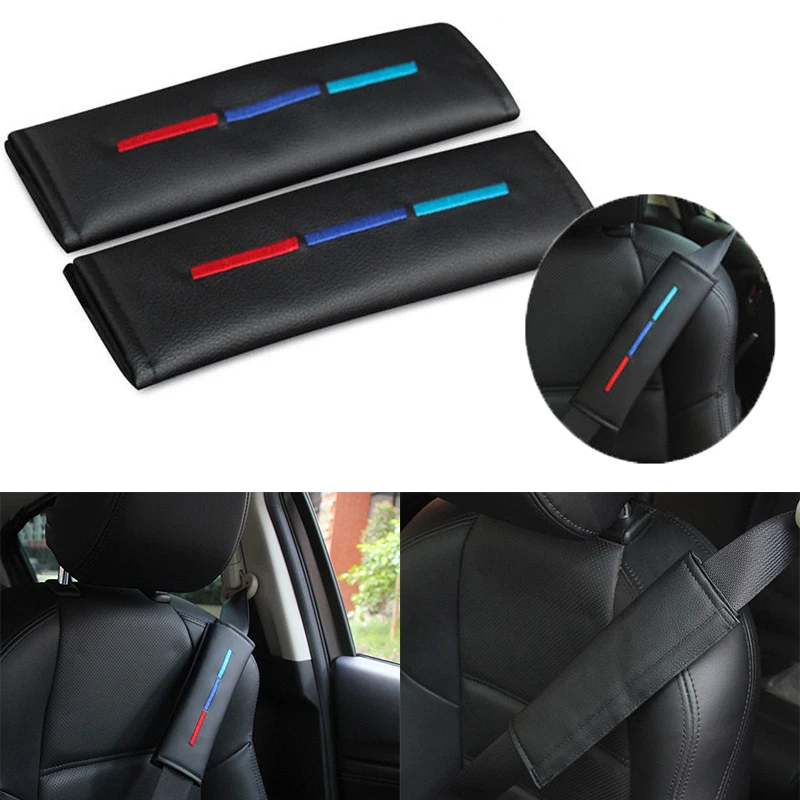 

2X Leather Style Truck Car Seat Belt Cover Shoulder Pads Pro For BMW //M Sport D