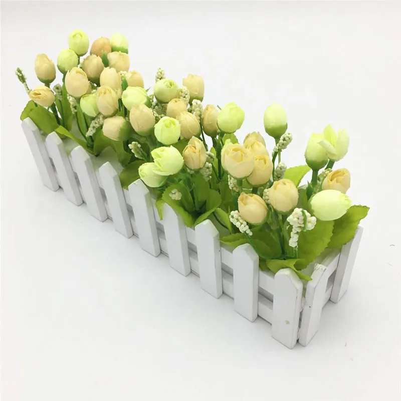 Style 4 30 см Свадебные Декоративные искусственные цветы маленькие горшечные растения поддельные розы набор с белым забором - Цвет: Style 4