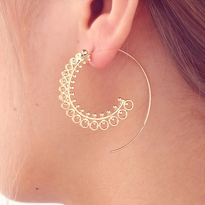 Женские серьги кольца YUKAM в этническом стиле сережки панк|hoop earrings for women|hoop