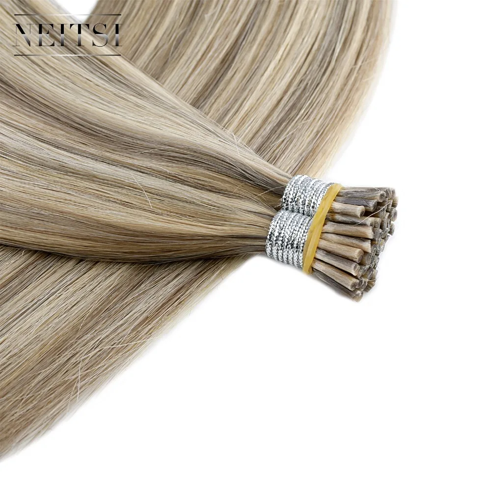 Neitsi, двойные нарисованные волосы Remy с I-Tip, человеческие волосы для наращивания, прямые кератиновые человеческие волосы для наращивания, 1,0 г/локон, 20 дюймов, 28 дюймов
