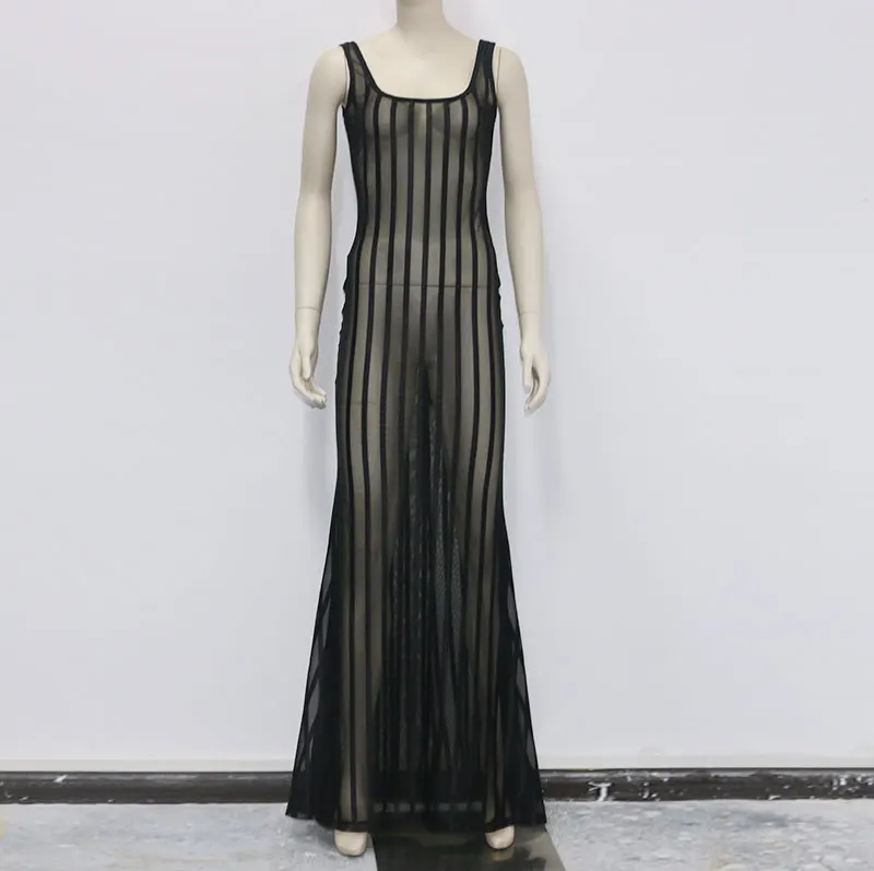 Женские пляжные вечерние платья без рукавов элегантное облегающее Сетчатое