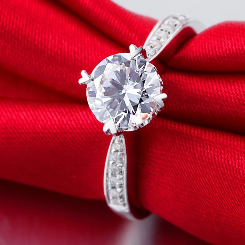 Чистое серебро 1 5 карат с высоким содержанием углерода Sythetic diamond юбилей свадьбы