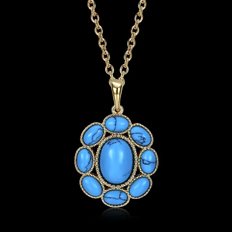 Модный Цветок Овальный калаллейт сплайсированные кулоны ожерелья для женщин